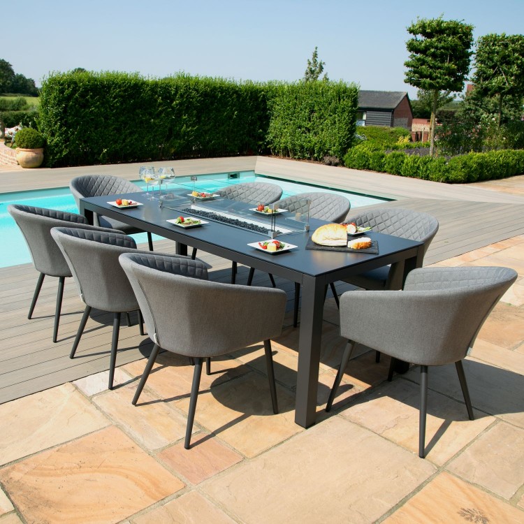 Maze Lounge Ambition Flanelle 8 Seat Rect. Fire Pit Dining Set 