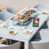 Maze Lounge Outdoor Fabric Ambition Lead Chine 8 Seat Rectangular Fire Pit Dining Set   