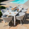 Maze Lounge Outdoor Fabric Ambition Lead Chine 8 Seat Rectangular Fire Pit Dining Set