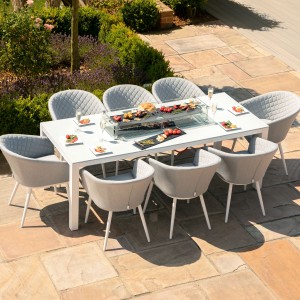 Maze Lounge Outdoor Fabric Ambition Lead Chine 8 Seat Rectangular Fire Pit Dining Set Maze Lounge Outdoor Fabric Ambition Lead Chine 8 Seat Rectangular Fire Pit Dining Set