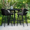 Maze Lounge Outdoor Fabric Regal Charcoal 4 Seat Round Bar Set