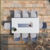 Maze Lounge Outdoor Fabric Regal Lead Chine 8 Seat Rectangular Fire Pit Bar Set  