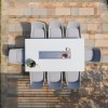 Maze Lounge Outdoor Fabric Regal Lead Chine 8 Seat Rectangular Fire Pit Bar Set