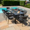 Maze Lounge Outdoor Fabric Pebble Charcoal 8 Seat Rectangular Fire Pit Dining Set