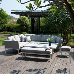 Maze Lounge Outdoor Fabric Pulse Rectangular Lead Chine Corner Dining Set with Rising Table Maze Lounge Outdoor Fabric Pulse Rectangular Lead Chine Corner Dining Set with Rising Table