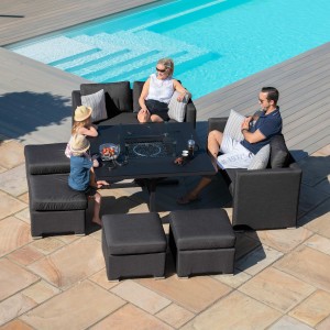 Maze Lounge Outdoor Fabric Fuzion Charcoal Sofa Cube Set with Fire Pit Maze Lounge Outdoor Fabric Fuzion Charcoal Sofa Cube Set with Fire Pit