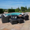 Maze Lounge Outdoor Fabric Fuzion Charcoal Sofa Cube Set with Fire Pit