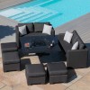 Maze Lounge Outdoor Fabric Fuzion Charcoal Sofa Cube Set with Fire Pit