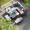 Maze Lounge Outdoor Fabric Pulse Square Flanelle Corner Dining Set with Fire Pit