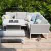 Maze Lounge Outdoor Fabric Pulse Square Lead Chine Corner Dining Set with Fire Pit