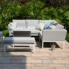 Maze Lounge Outdoor Fabric Pulse Square Lead Chine Corner Dining Set with Fire Pit