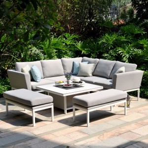 Maze Lounge Outdoor Fabric Pulse Square Lead Chine Corner Dining Set with Rising Table Maze Lounge Outdoor Fabric Pulse Square Lead Chine Corner Dining Set with Rising Table