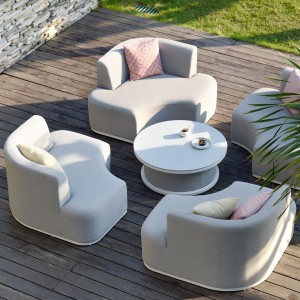 Maze Lounge Outdoor Fabric Snug Lifestle Suite with Rising Table in Lead Chine Maze Lounge Outdoor Fabric Snug Lifestle Suite with Rising Table in Lead Chine
