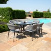 Maze Lounge Outdoor Fabric Pebble Flanelle 6 Seat Oval Dining Set