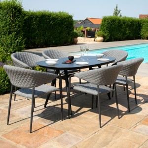 Maze Lounge Outdoor Fabric Pebble Flanelle 6 Seat Oval Dining Set Maze Lounge Outdoor Fabric Pebble Flanelle 6 Seat Oval Dining Set