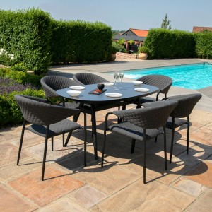 Maze Lounge Outdoor Fabric Pebble Charcoal 6 Seat Oval Dining Set Maze Lounge Outdoor Fabric Pebble Charcoal 6 Seat Oval Dining Set