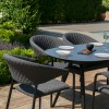 Maze Lounge Outdoor Fabric Pebble Charcoal 6 Seat Oval Dining Set