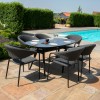 Maze Lounge Outdoor Fabric Pebble Charcoal 6 Seat Oval Dining Set