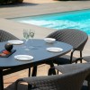 Maze Lounge Outdoor Fabric Pebble Charcoal 6 Seat Oval Dining Set