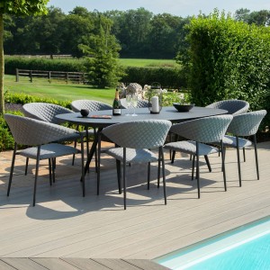 Maze Lounge Outdoor Fabric Pebble Flanelle 8 Seat Oval Dining Set Maze Lounge Outdoor Fabric Pebble Flanelle 8 Seat Oval Dining Set