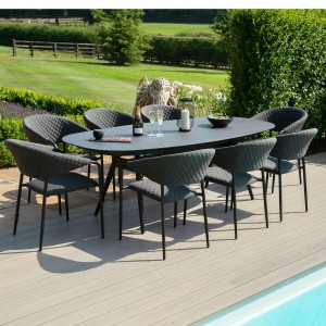 Maze Lounge Outdoor Fabric Pebble Charcoal 8 Seat Oval Dining Set Maze Lounge Outdoor Fabric Pebble Charcoal 8 Seat Oval Dining Set