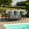 Maze Lounge Outdoor Fabric Regal Flanelle 8 Seat Rectangular Fire Pit Bar Set