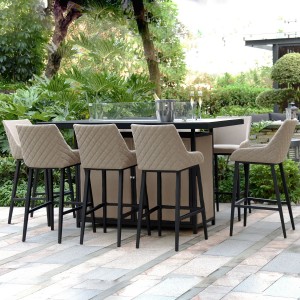 Maze Lounge Outdoor Fabric Regal Taupe 8 Seat Rectangular Fire Pit Bar Set Maze Lounge Outdoor Fabric Regal Taupe 8 Seat Rectangular Fire Pit Bar Set