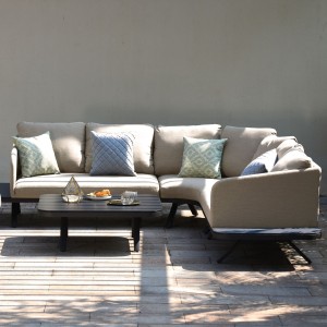 Maze Lounge Outdoor Fabric Cove Taupe Large Corner Sofa Group Maze Lounge Outdoor Fabric Cove Taupe Large Corner Sofa Group