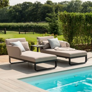 Maze Lounge Outdoor Fabric Unity Taupe Double Sunlounger Maze Lounge Outdoor Fabric Unity Taupe Double Sunlounger
