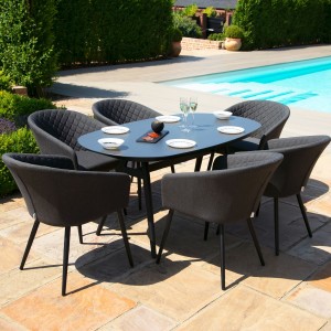 Maze Lounge Outdoor Fabric Ambition Charcoal 6 Seat Oval Dining Set Maze Lounge Outdoor Fabric Ambition Charcoal 6 Seat Oval Dining Set