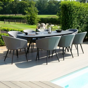 Maze Lounge Outdoor Fabric Ambition Flanelle 8 Seat Oval Dining Set Maze Lounge Outdoor Fabric Ambition Flanelle 8 Seat Oval Dining Set