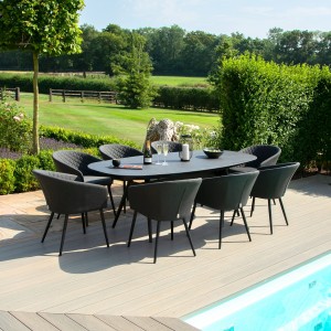 Maze Lounge Outdoor Fabric Ambition Charcoal 8 Seat Oval Dining Set Maze Lounge Outdoor Fabric Ambition Charcoal 8 Seat Oval Dining Set