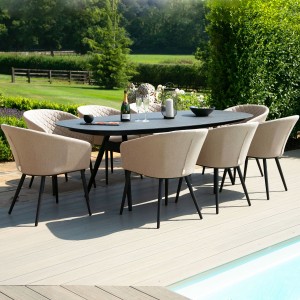 Maze Lounge Outdoor Fabric Taupe Ambition 8 Seat Oval Dining Set Maze Lounge Outdoor Fabric Taupe Ambition 8 Seat Oval Dining Set