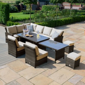 Maze Rattan Garden Furniture Kingston Brown Extending Corner Dining Set Maze Rattan Garden Furniture Kingston Brown Extending Corner Dining Set