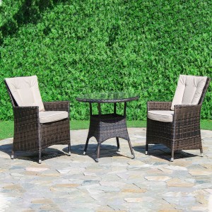 Maze Rattan Garden Furniture LA 2 Seat Brown Round Bistro Set Maze Rattan Garden Furniture LA 2 Seat Brown Round Bistro Set