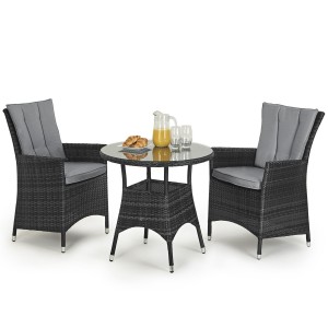Maze Rattan Garden Furniture LA 2 Seat Grey Round Bistro Set Maze Rattan Garden Furniture LA 2 Seat Grey Round Bistro Set