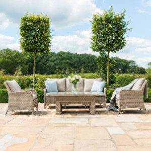 Maze Rattan Garden Furniture Cotswolds 3 Seat Sofa Dining with Rising Table Maze Rattan Garden Furniture Cotswolds 3 Seat Sofa Dining with Rising Table