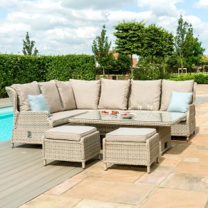 Maze Rattan Garden Furniture Cotswolds Reclining Corner Dining with Rising Table Maze Rattan Garden Furniture Cotswolds Reclining Corner Dining with Rising Table