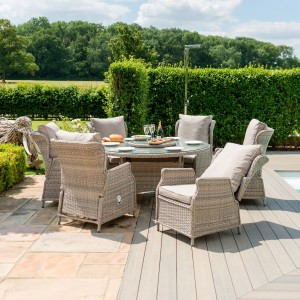 Maze Rattan Garden Furniture Cotswolds Reclining 6 Seat Round Dining Set 