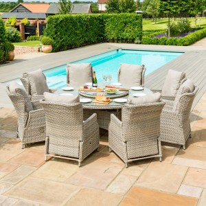 Maze Rattan Garden Furniture Cotswolds Reclining 8 Seat Round Dining Set Maze Rattan Garden Furniture Cotswolds Reclining 8 Seat Round Dining Set