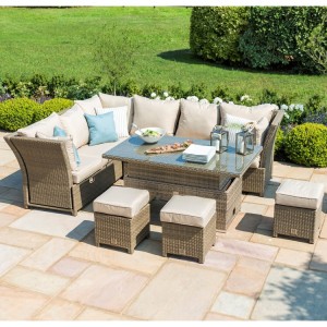 Maze Rattan Garden Furniture Henley Tuscany Corner Sofa with Reclining Arms & Rising Table Maze Rattan Garden Furniture Henley Tuscany Corner Sofa with Reclining Arms & Rising Table