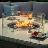 Maze Rattan Garden Furniture Oxford Royal Corner Grey Dining Set with Firepit