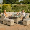 Maze Rattan Garden Furniture Oxford Royal Corner Grey Dining Set with Firepit