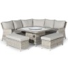 Maze Rattan Garden Furniture Oxford Royal Corner Grey Dining Set with Firepit