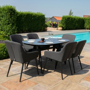 Maze Lounge Outdoor Fabric Zest Charcoal 6 Seat Oval Dining Set Maze Lounge Outdoor Fabric Zest Charcoal 6 Seat Oval Dining Set