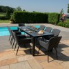 Maze Lounge Outdoor Fabric Zest Charcoal 8 Seat Rectangular Fire Pit Dining Set