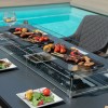 Maze Lounge Outdoor Fabric Zest Charcoal 8 Seat Rectangular Fire Pit Dining Set  