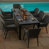 Maze Lounge Outdoor Fabric Zest Flanelle 8 Seat Rectangular Fire Pit Dining Set