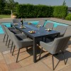 Maze Lounge Outdoor Fabric Zest Flanelle 8 Seat Rectangular Fire Pit Dining Set