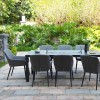 Maze Lounge Outdoor Fabric Zest Flanelle 8 Seat Rectangular Fire Pit Dining Set